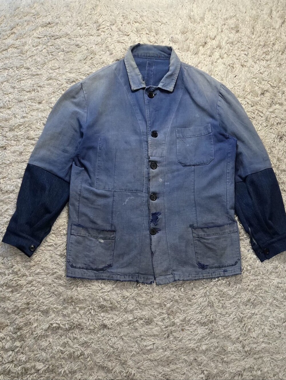 VTG 60s Bleu De Travail Distressed/Faded Chore Coat L